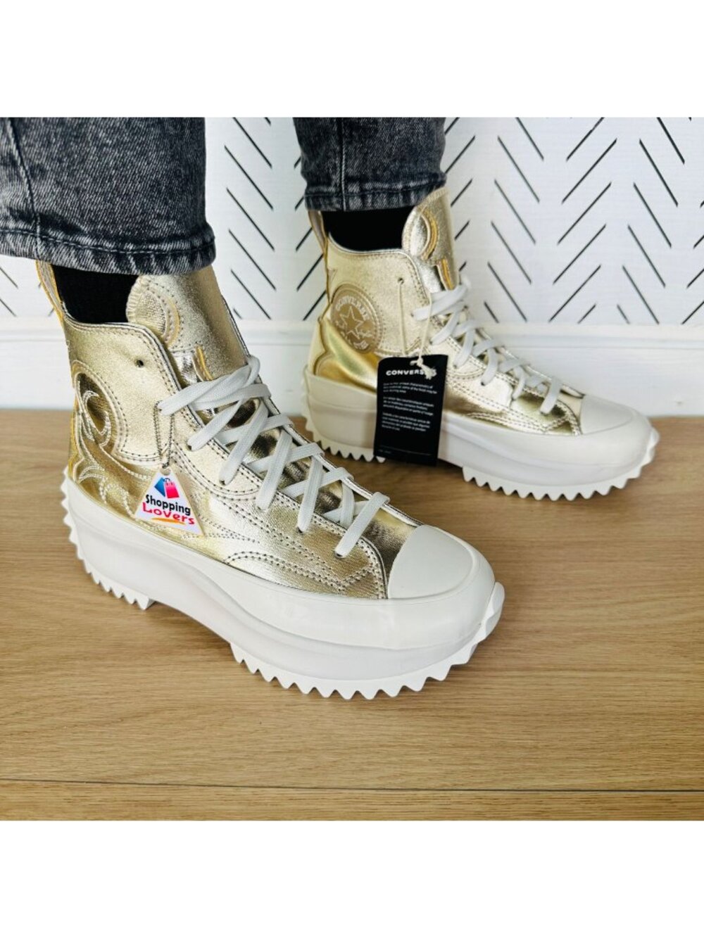 ❤️CONVERSE RUN STAR HIKE HI 8.5 Women's Shoes GOLD Sneakers Boot Western A10333C